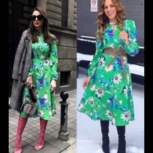 HP!!⚡️🎊🎉NWT H&M Vibrant Green Floral Midi Dress